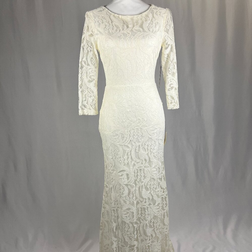 Lulus Lace Wedding Dress Long Sleeve Maxi Bridal Gown NWT Read Description